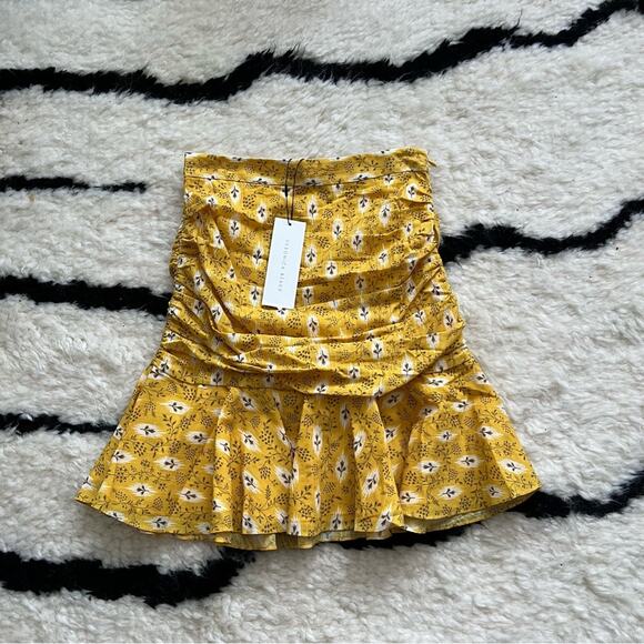 Veronica Beard Taras Ruched Mini Skirt in Sun Multi - Picture 3 of 7